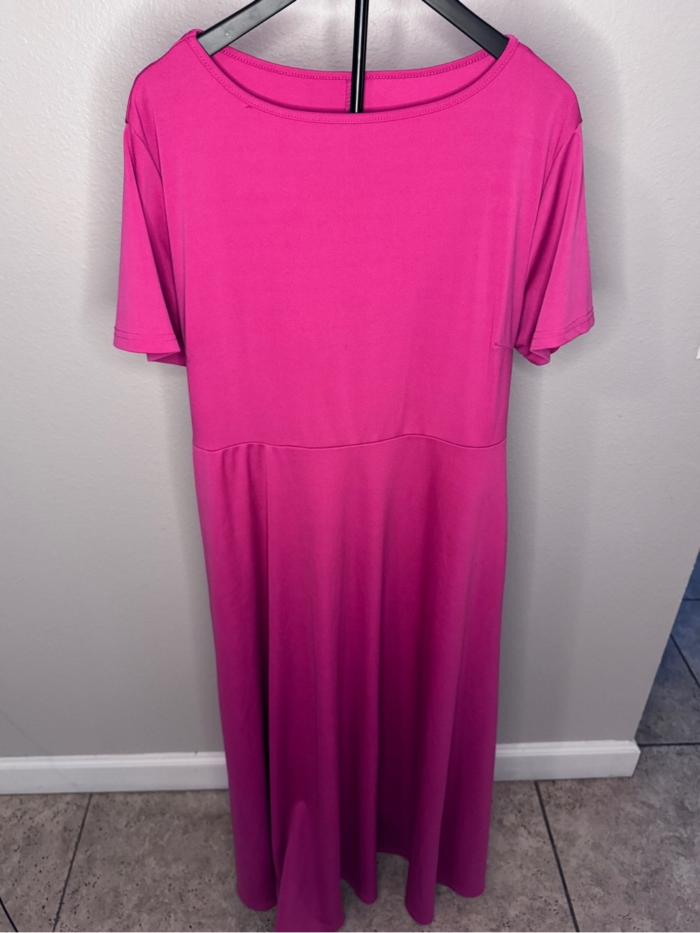 Hot Pink Short-Sleeve Dress — Effortless Everyday